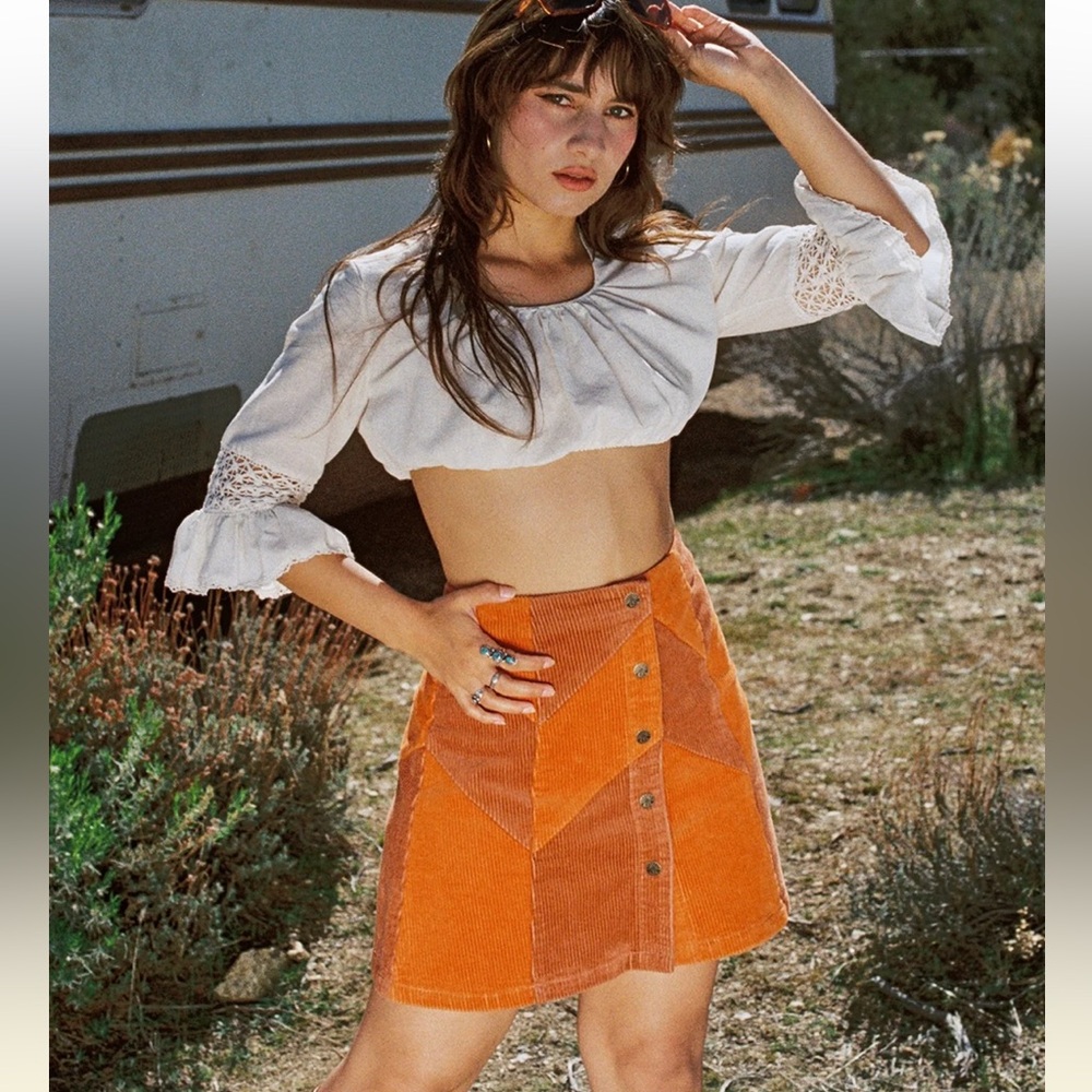 Classic Rock Couture Cinnamon Girl Rust Corduroy Skirt Women’s Size M